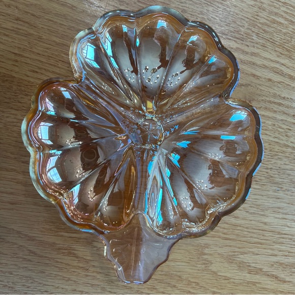 Other - Vintage Amber Iridescent Depression
Glass~ 3 Leaf Clover Shaped Candy Dish